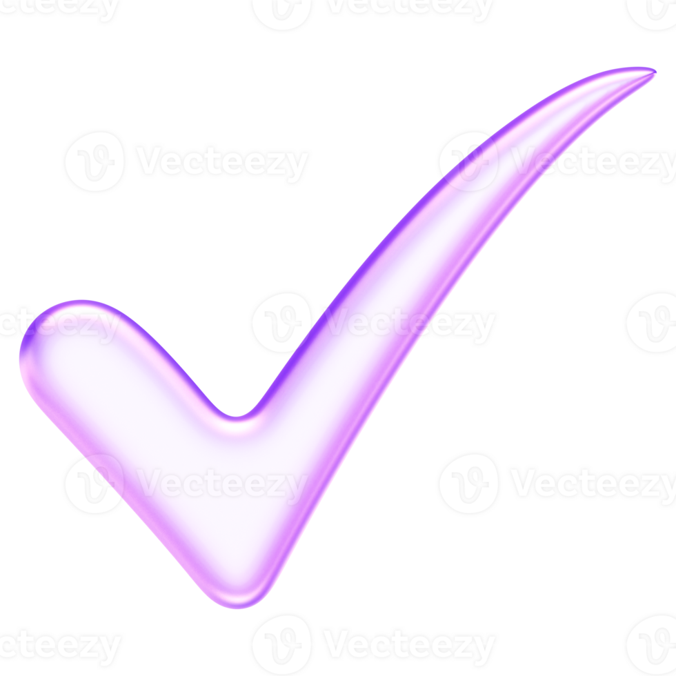 Checkmark icon in translucent glassmorphism design, representing confirmation, approval confirmation success symbol tick validation yes okay, 3d rendering png
