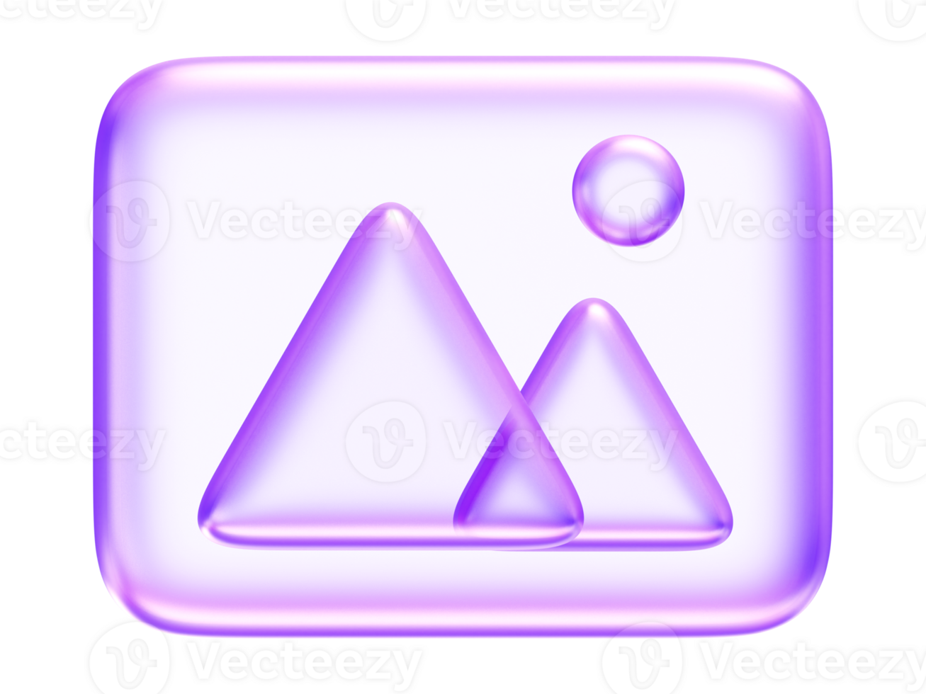 Purple image icon, representing gallery, photo library, media upload, or visual content, 3d rendering png