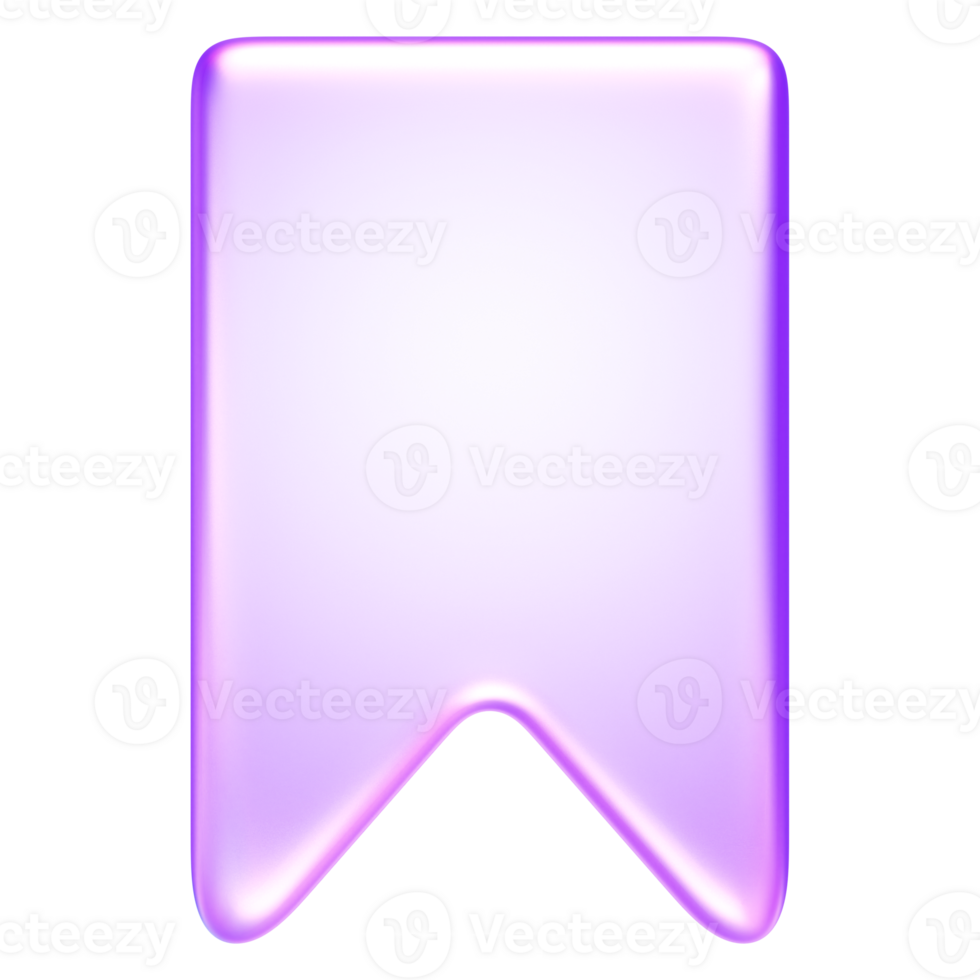 Glossy glassmorphism bookmark icon used to represent saving or marking content in digital apps and websites, 3d rendering png