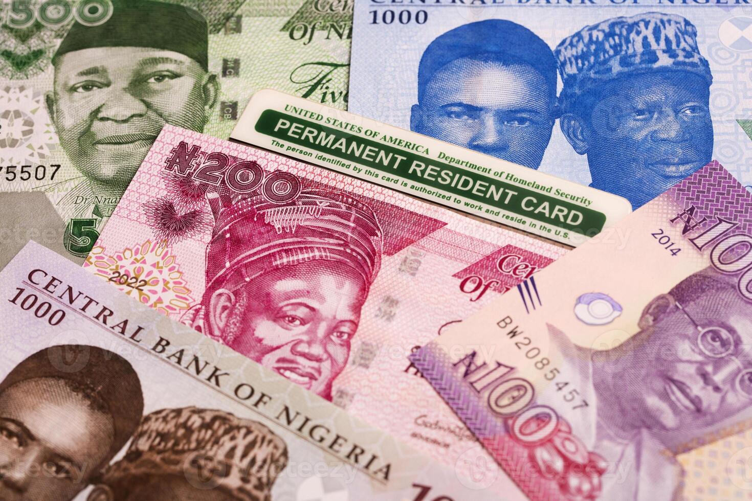 American Permanent Resident Card on Nigerian Naira photo