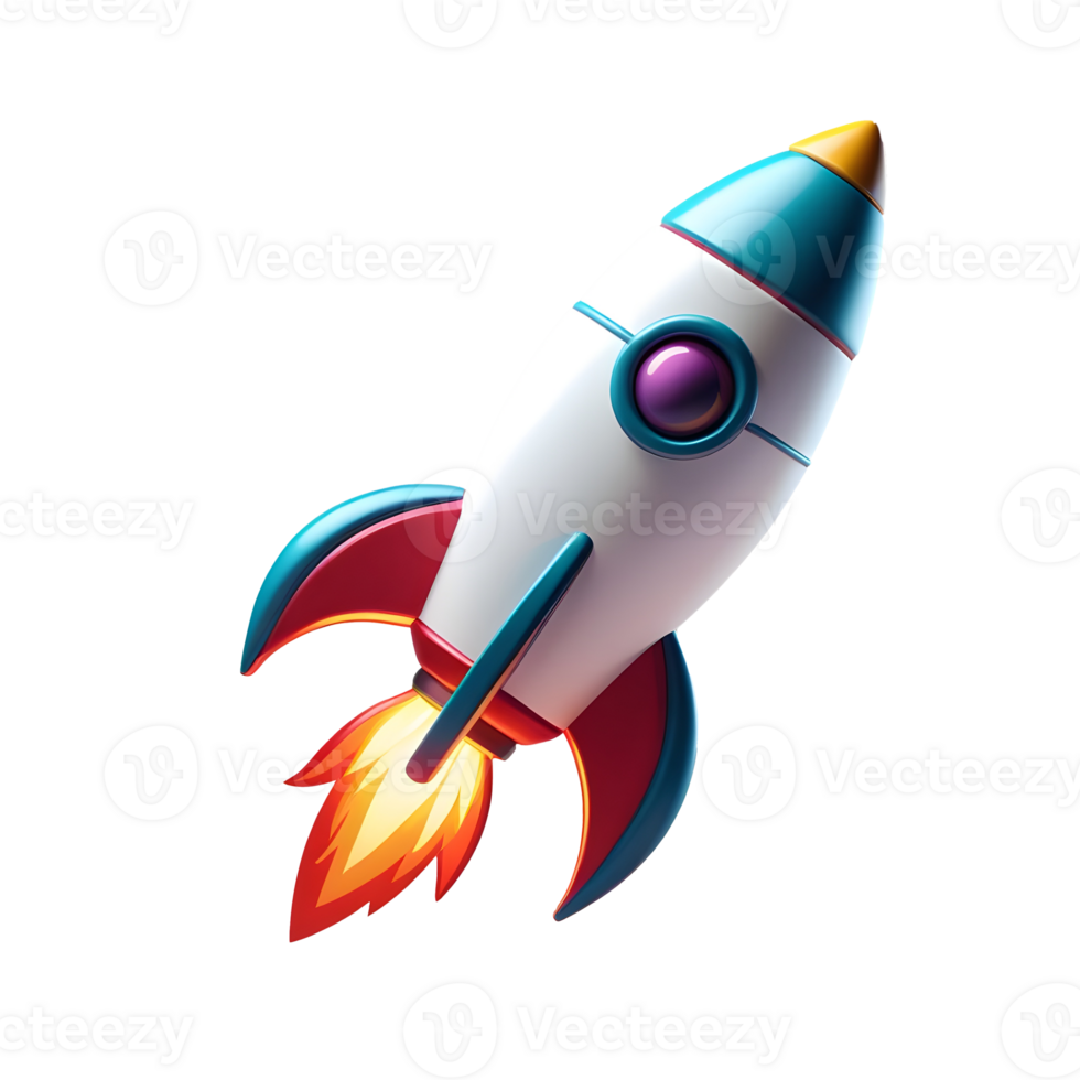 A cartoon rocket ship on a transparent background png