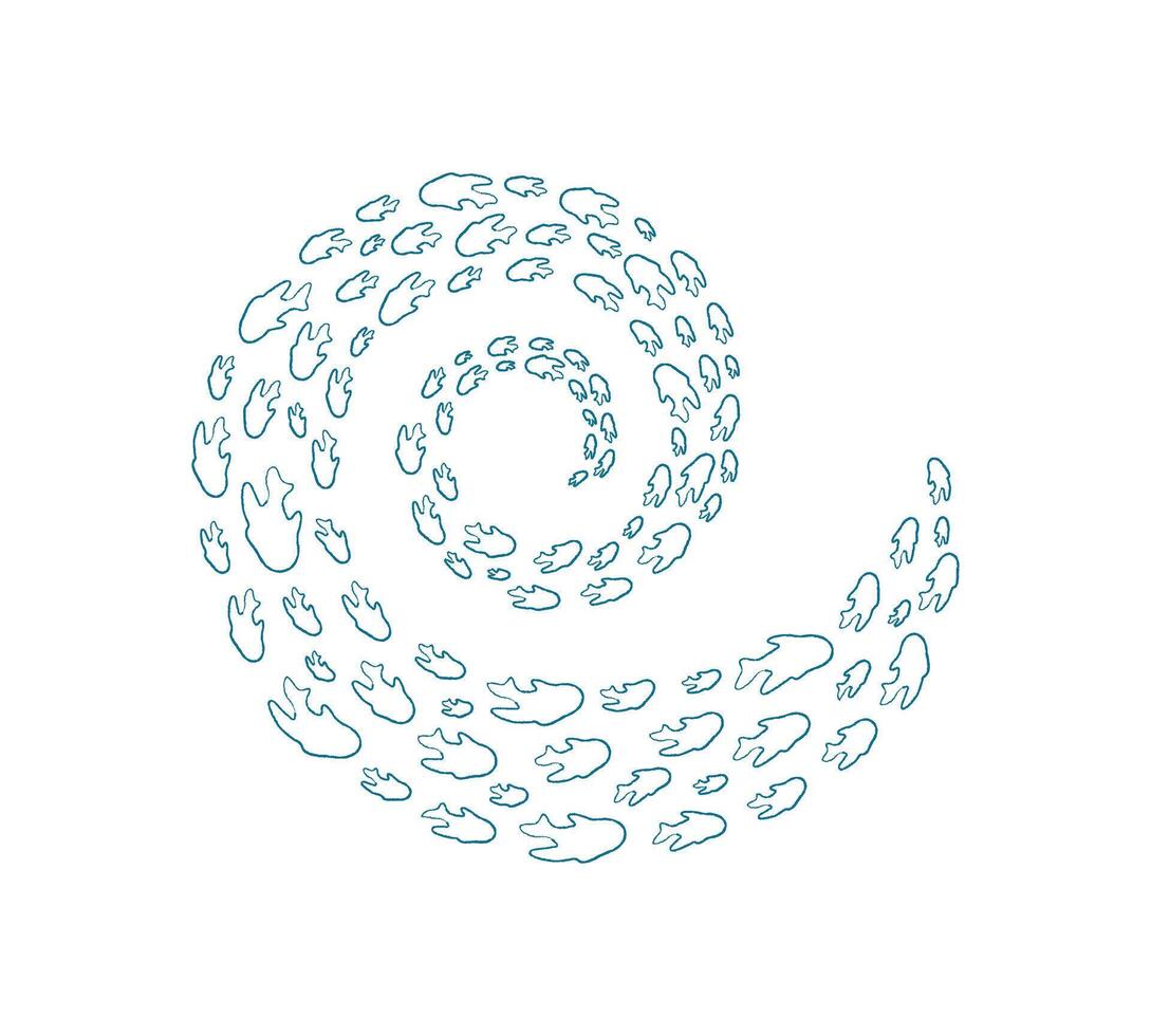 Chalk fish school swirl. A silhouette of many aquatic creatures in a captivating pattern. Underwater scene, ocean theme, ideal for marine life projects, summer decorations, and aquarium art. vector