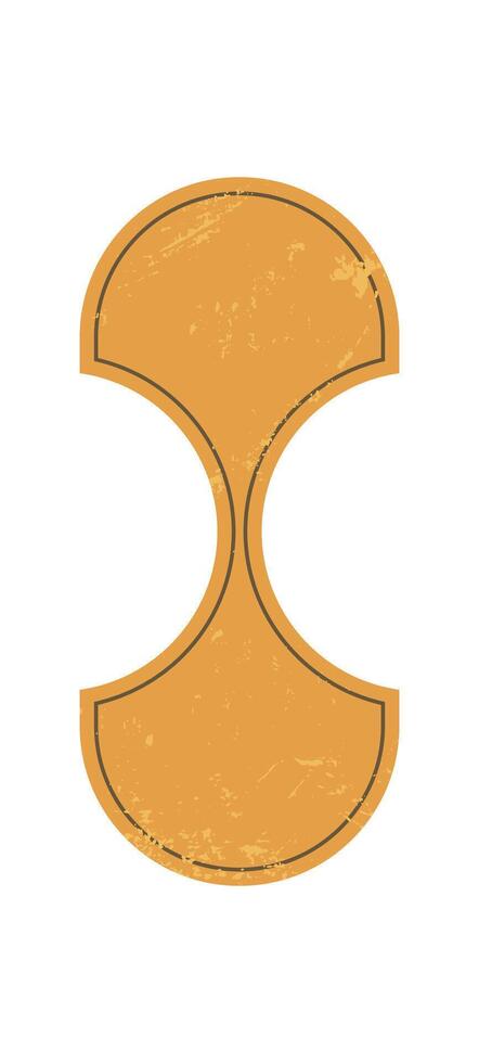 Modern abstract oval shape. Geometric icon with curve element. Grunge texture and minimal style, brutalist design, potential usage in contemporary art and decoration. vector