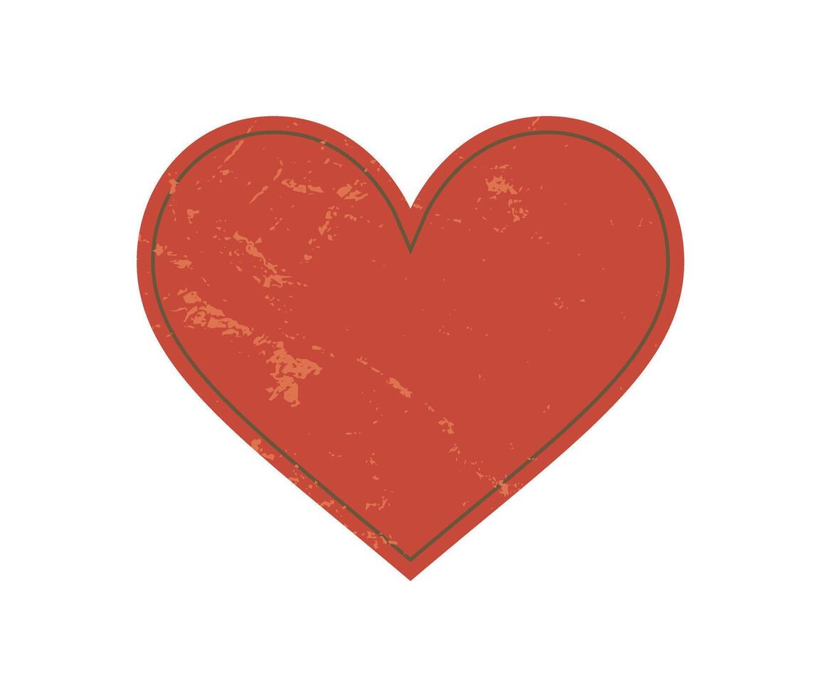 Bold heart shape. Abstract symbol of love. Grunge texture enhances this modern element. This brutalist design fits well in contemporary settings, perfect for stickers or graphic projects. vector