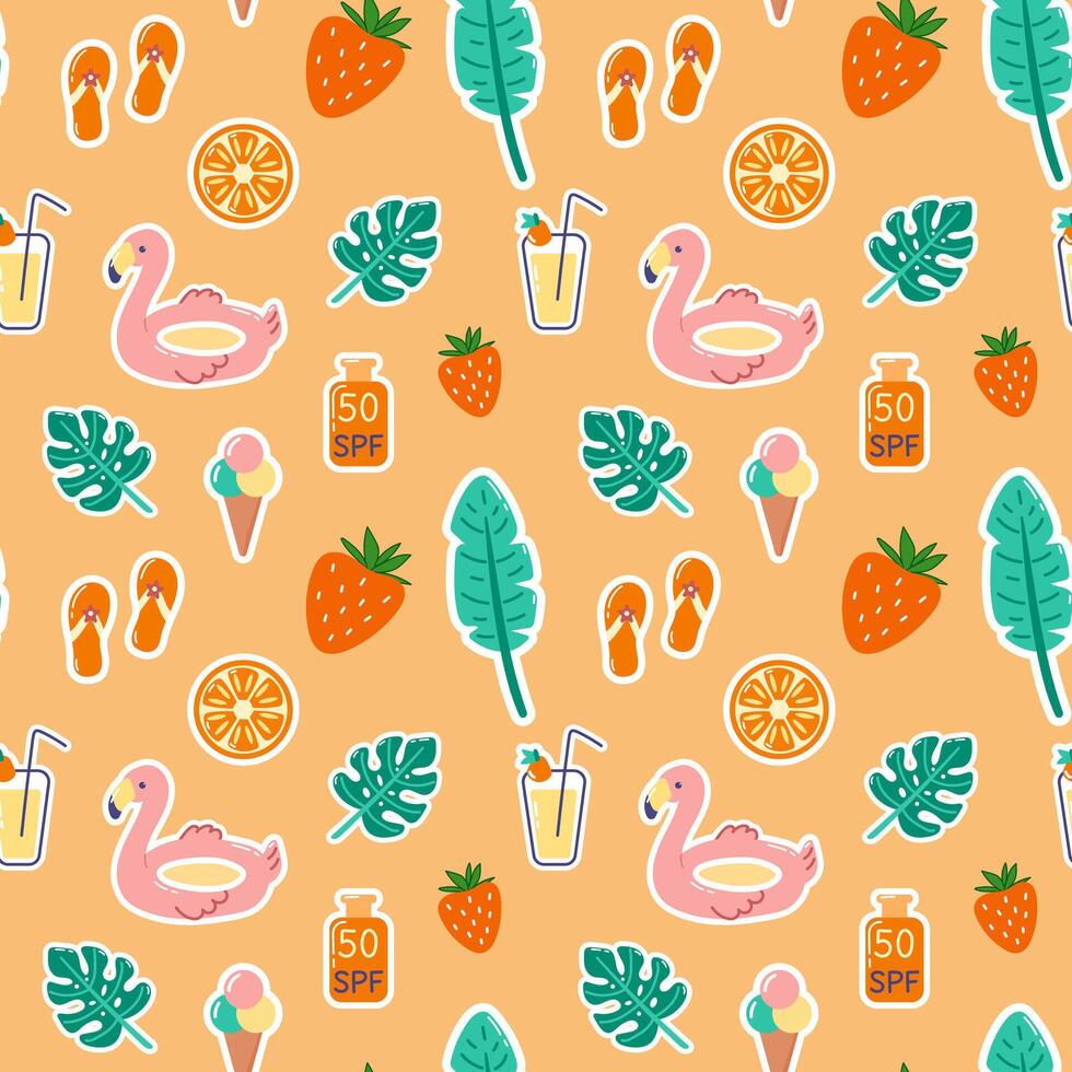 Colorful summer patterns with tropical elements vector