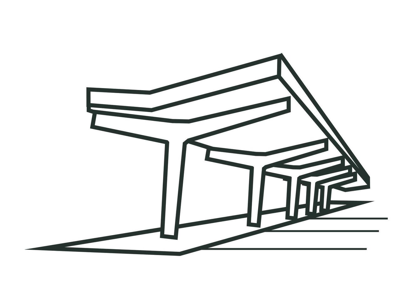 Bus stop line art illustration. Public transport station, bus terminal. Outline isolated illustration on white background. vector