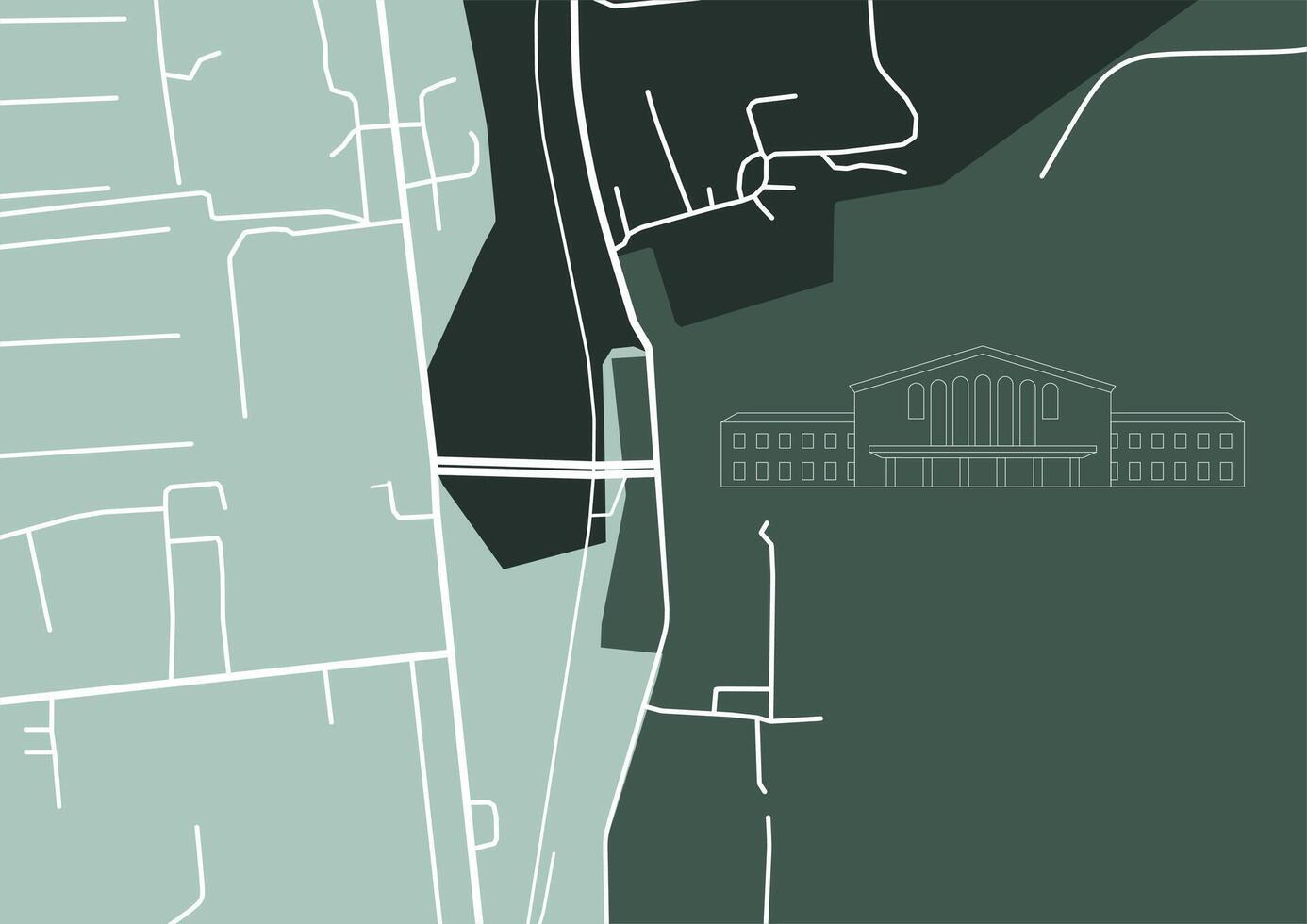 Street map of town background in green. Airport icon. Vilnius, Lithuania. Street map of town for your website design, logo, app. vector