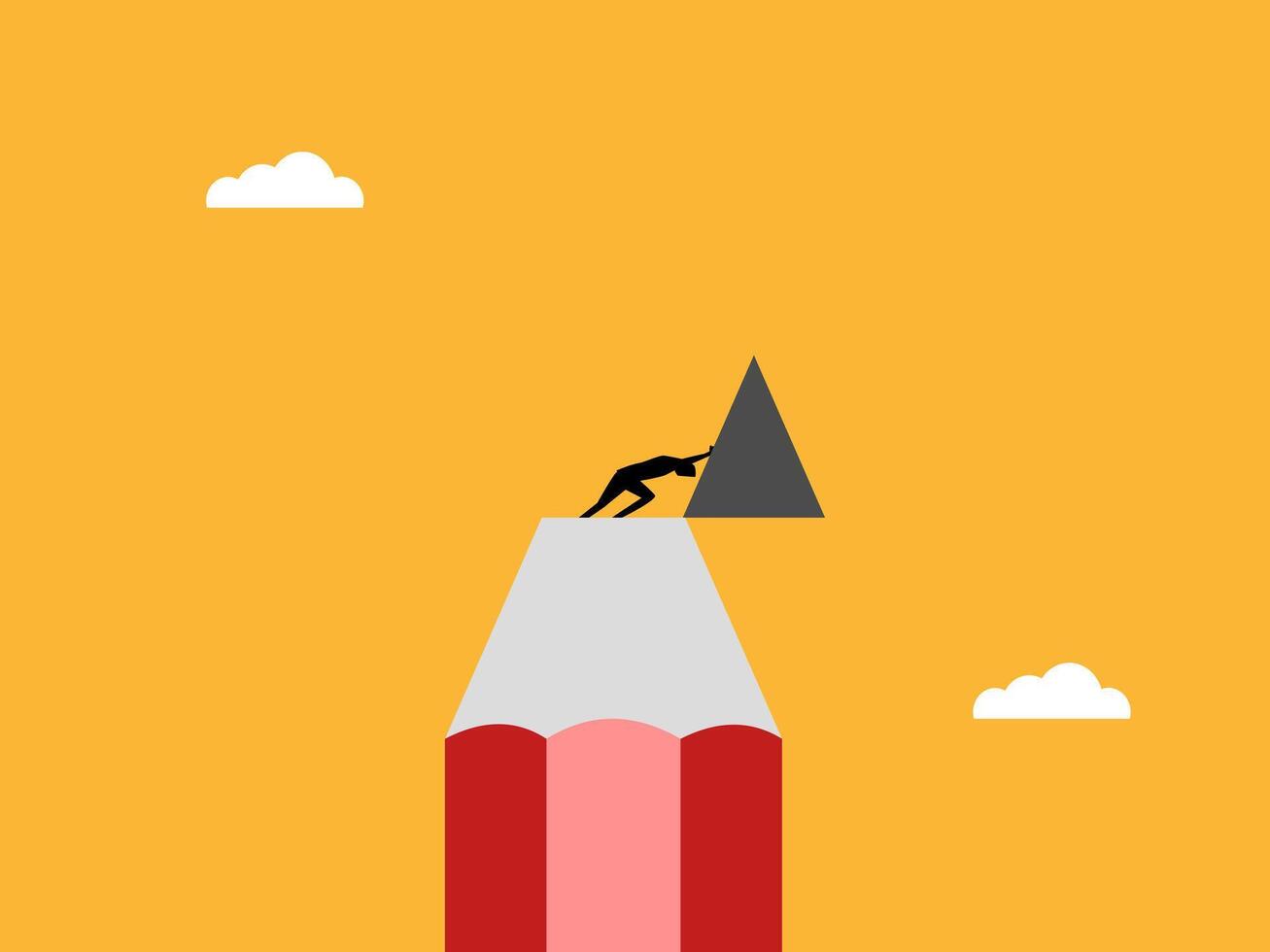 Businessman pushes open pencil tip vector
