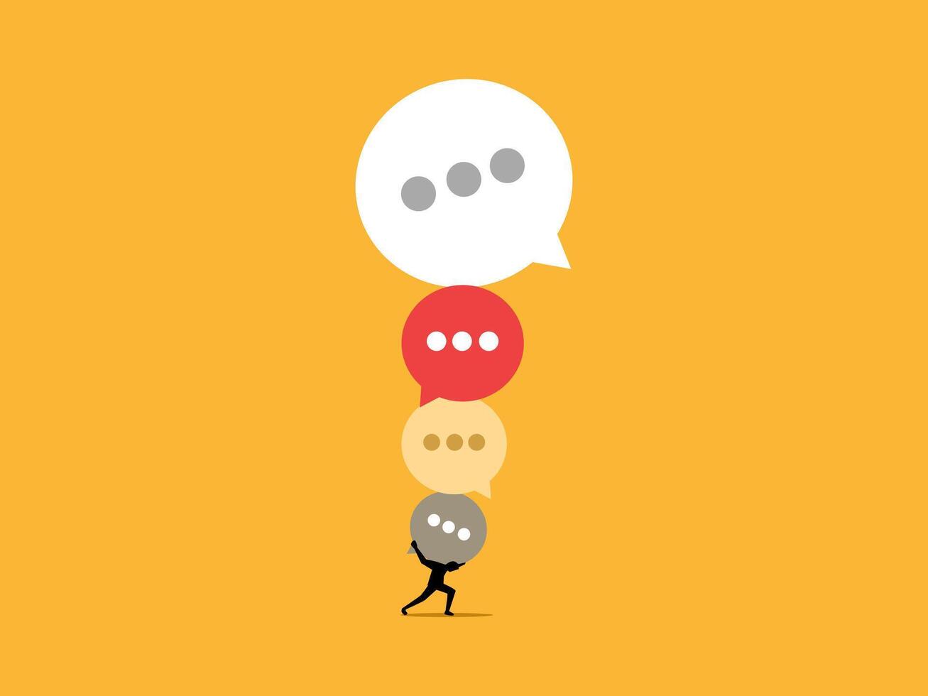 Businessmen are burdened with a lot of speech bubbles vector