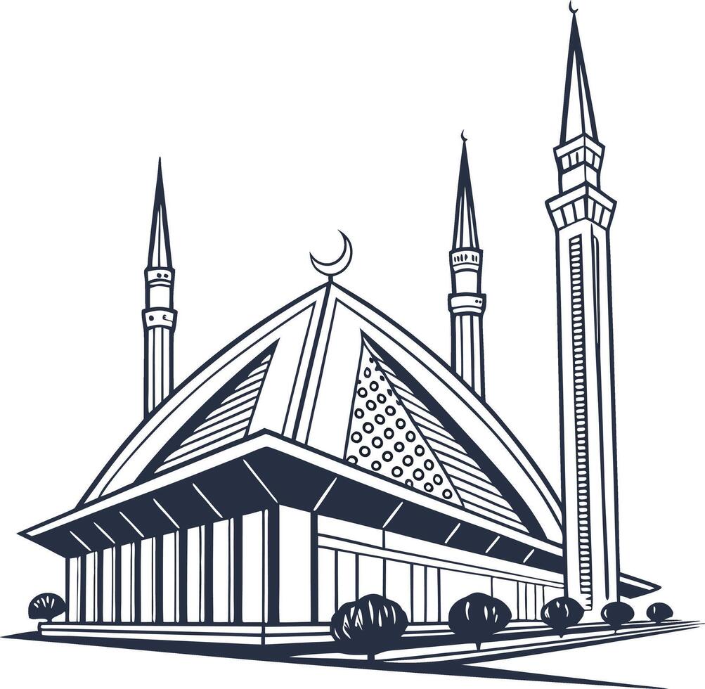 modern mosque building with minarets islamic art vector