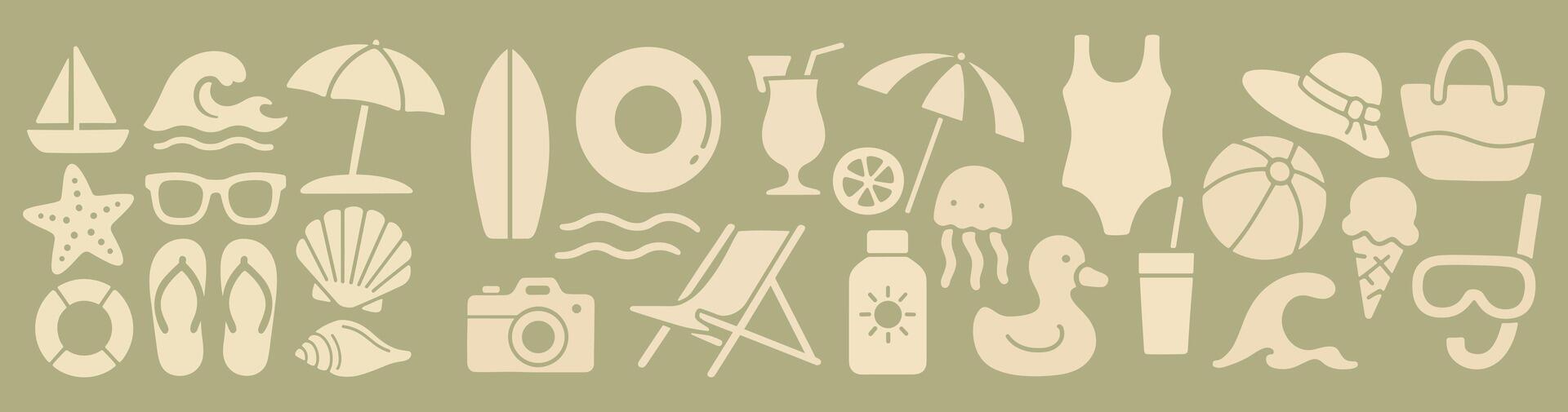 A delightful collection of summer vacation icons showcasing carefree days and endless possibilities for a perfect getaway vector