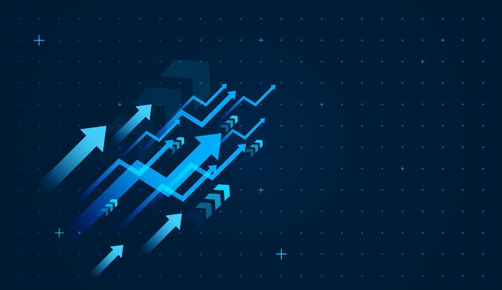 Multiple layered blue arrows represent momentum and progress, Group of blue arrows perfect for illustrating financial increases or stock market improvements vector