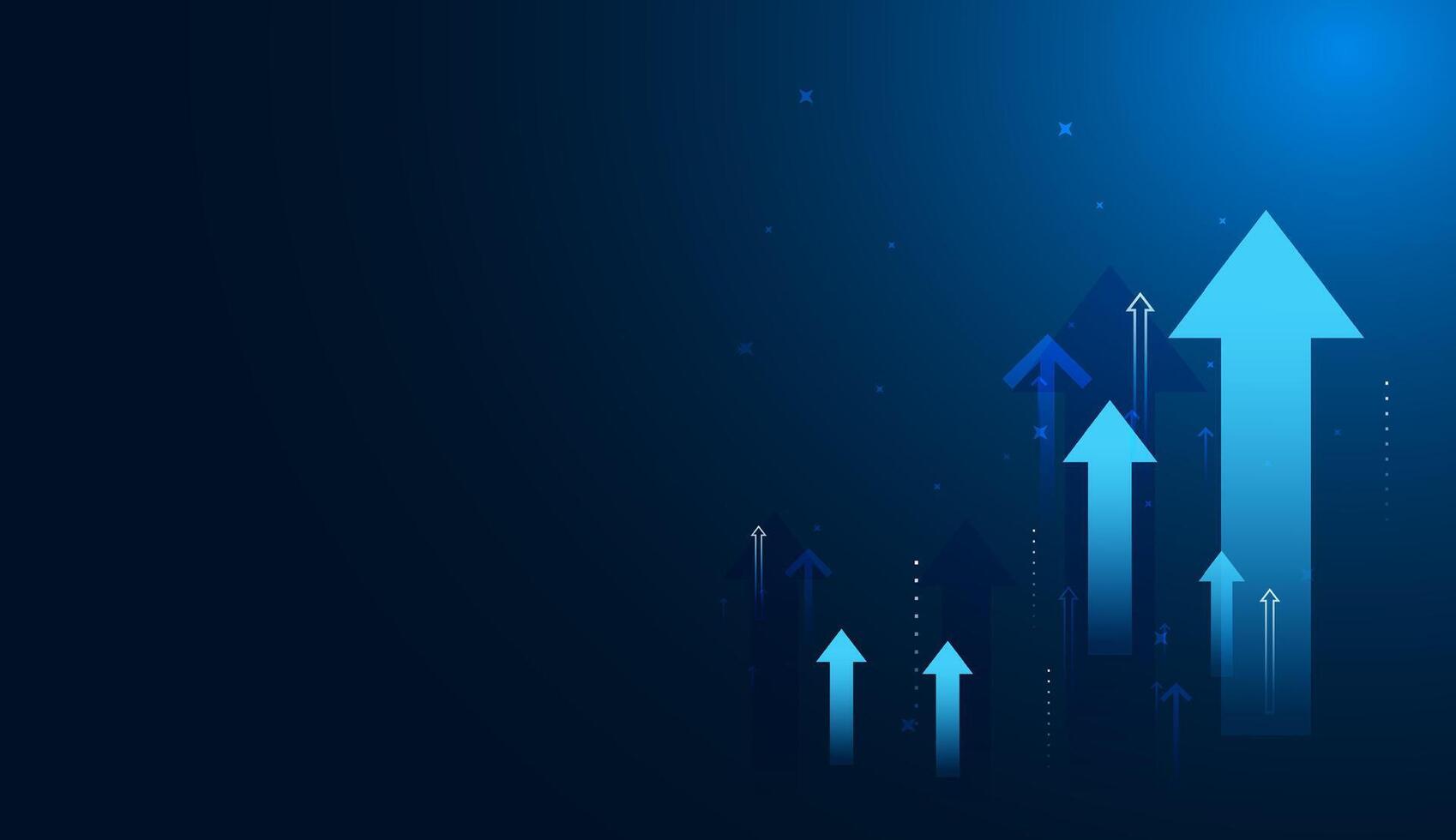 Bright blue arrows of various sizes show positive business growth, momentum, and strategic advancement in a digital landscape. growth Arrow concept illustration vector