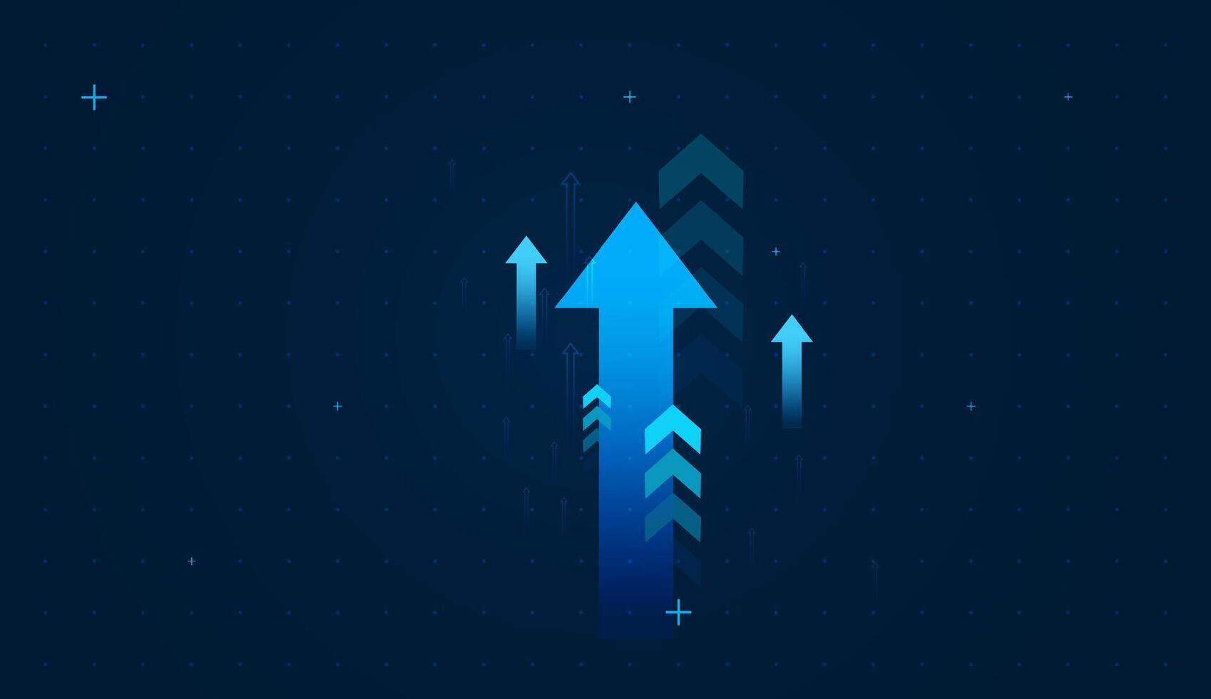 Group of blue arrow for graph background. The large central blue arrow represents strong upward momentum, symbolizing business or personal growth and provement concept vector