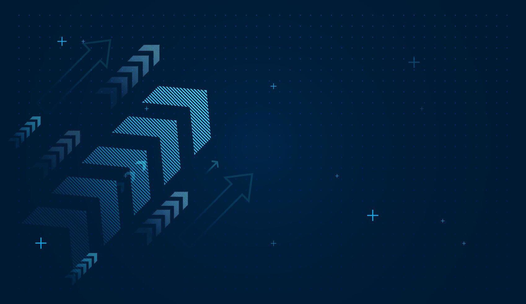 Groups of Various arrows in gradients emphasize depth, The striped and solid arrow patterns add visual variety while reinforcing the theme of innovation vector