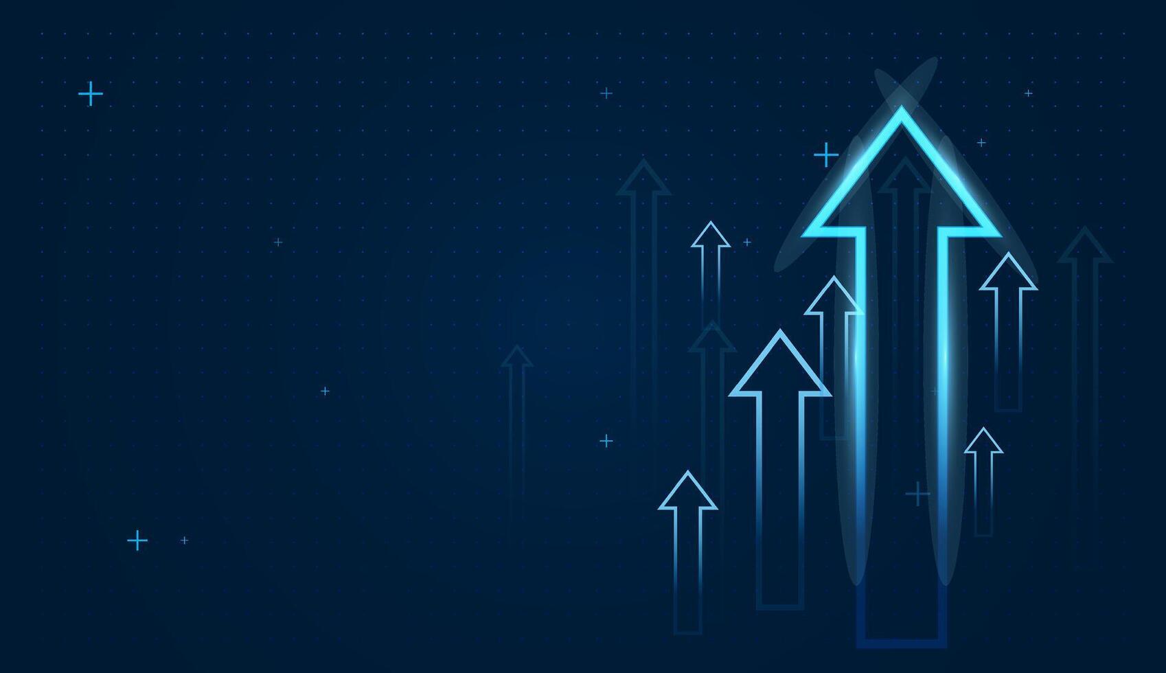 Multiple smaller arrows rise together, portraying unity, teamwork, and consistent growth in performance or data metrics. A groups of bright gowing up arrow trends vector