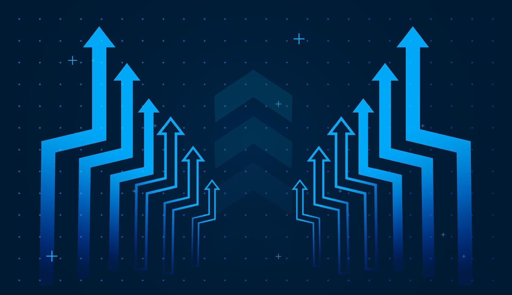 The modern arrows rising on reflecting unity, collective progress, and upward momentum in business or technology. arrows growing up trend arrows on blue background vector