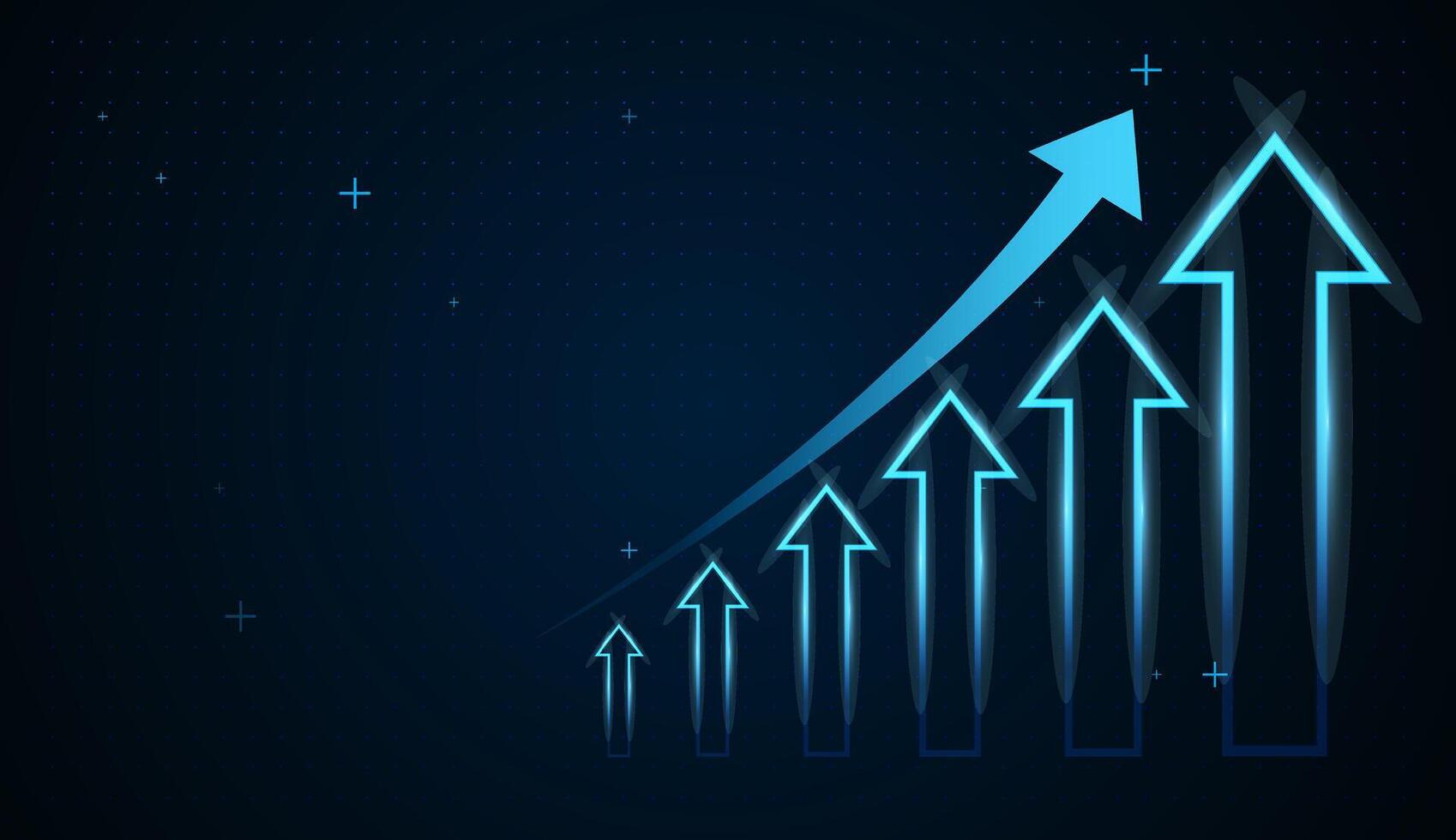 Blue up arrows chart with vibrant blue arrows pointing sharply upward, symbolizing strong market growth and bullish trends. Perfect for trading dashboards and financial reports vector