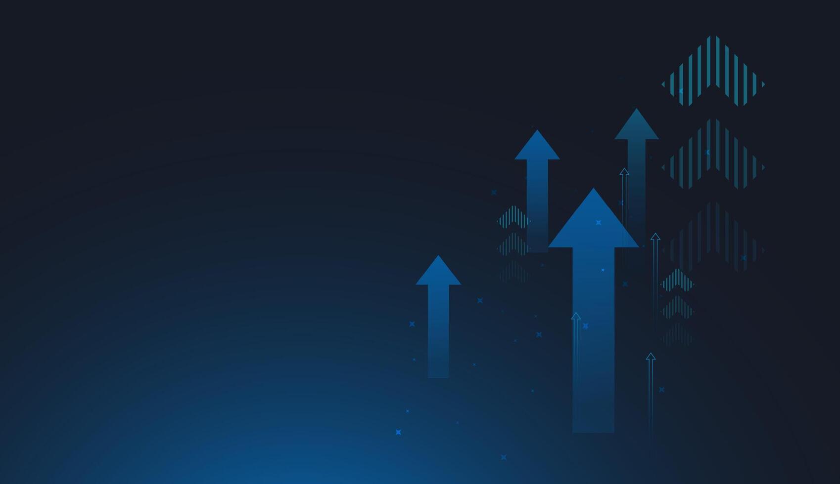 The glowing upward arrow surrounded by digital elements symbolizes futuristic progress, innovationtechnological growth concept illustration vector
