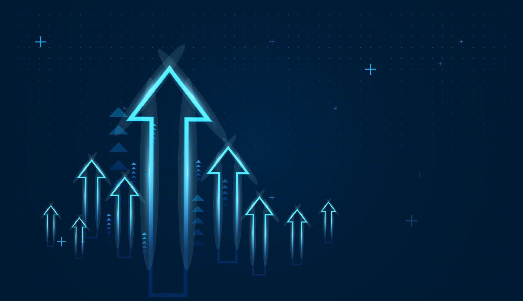 Blue upward arrow alongside increasing numerical values, visually representing positive growth, progress, or success in metrics like sales, revenue, or performance vector