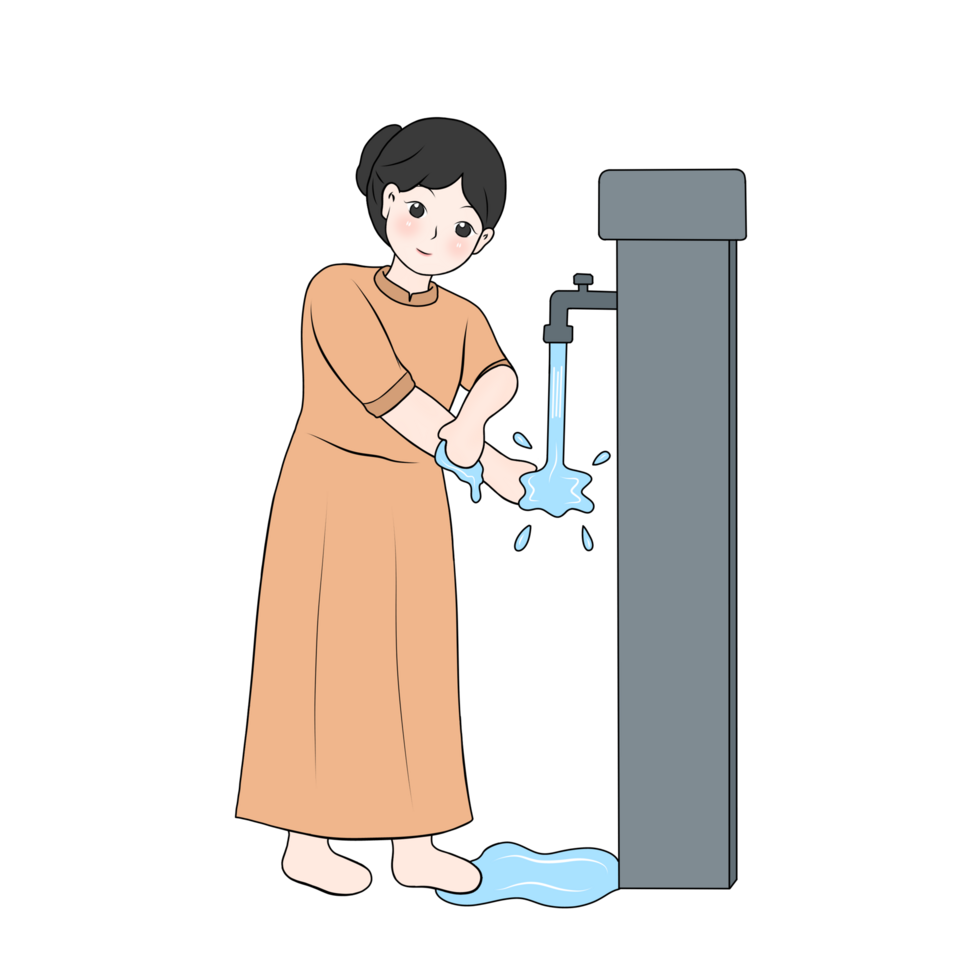 girl washing arms for wudhu png