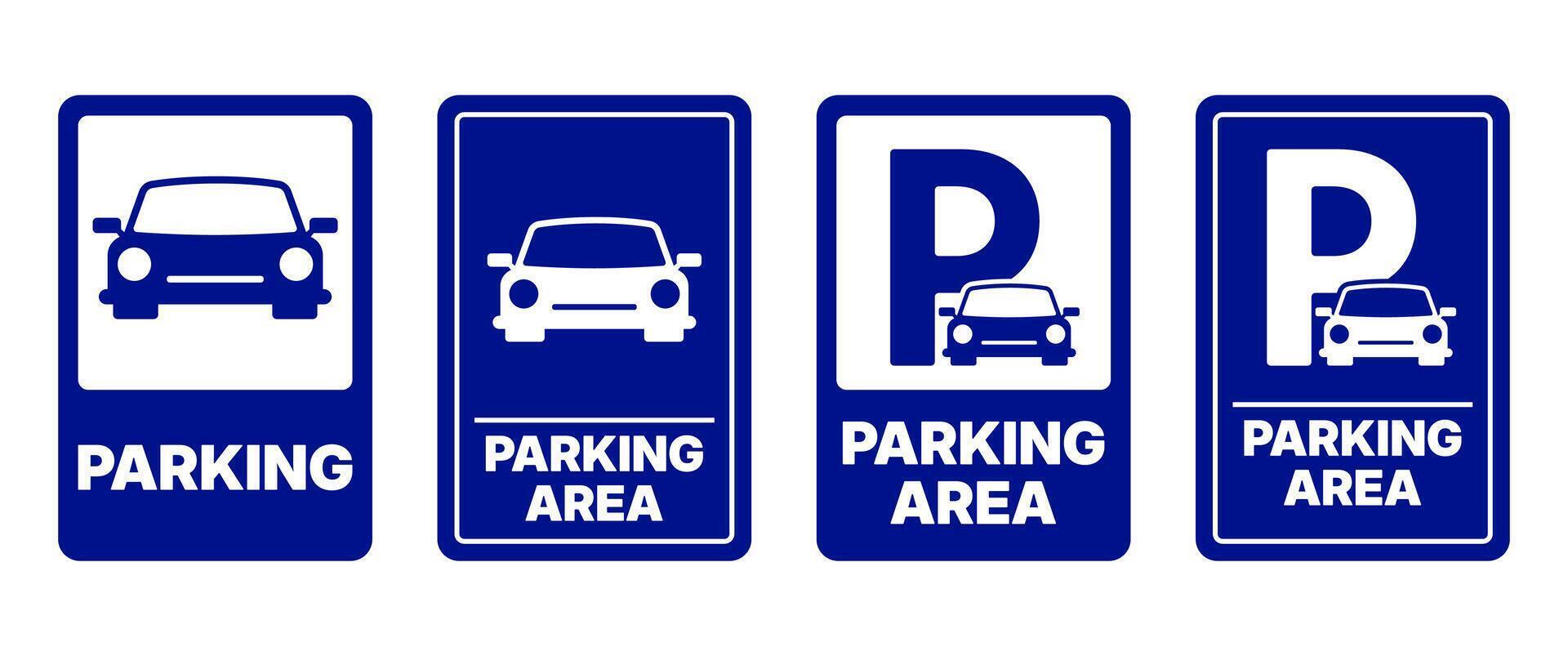 Isolated Parking Area Signs design, Blue Traffic Symbol Clip art, Transportation Parking Pictogram in Flat style, Communication Infographic Lable, Stickers, Editable vector