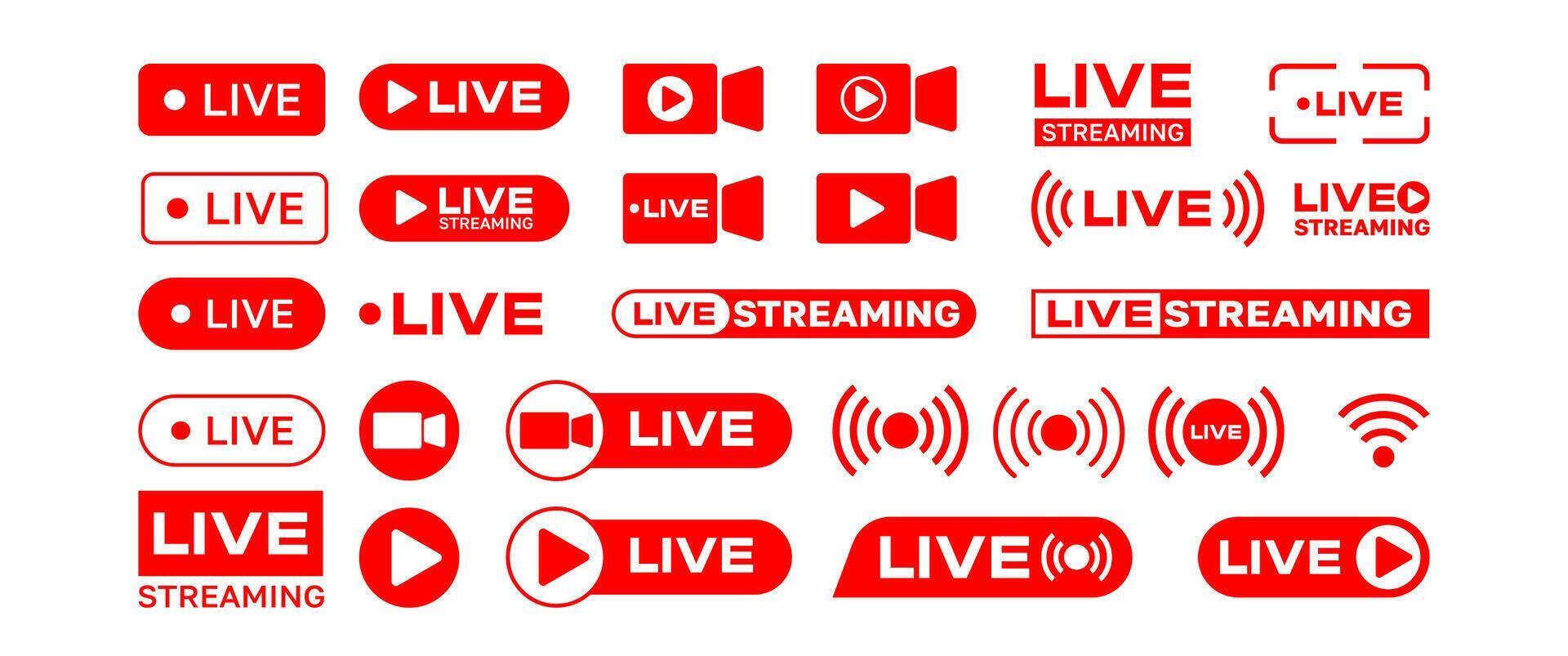 Live Streaming icon symbol, Online Media, Isolated Red Broadcast graphic elements illustration for Business Banner and app, Web, Editable vector