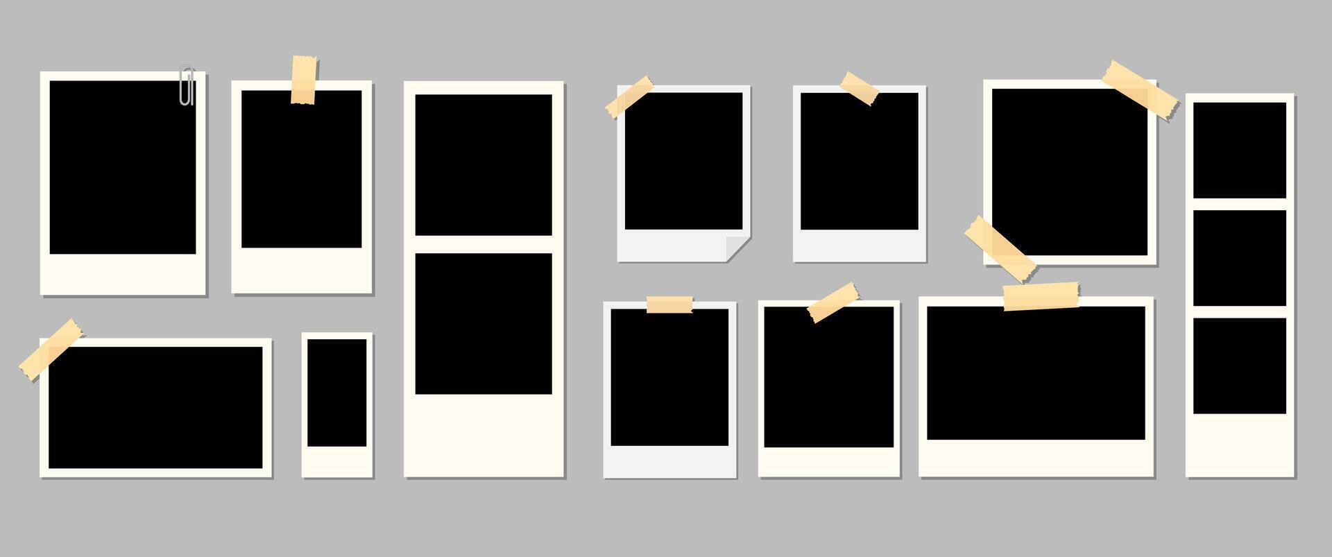 Modern Square Photo Frames, Cut out Elements for Print Layouts, Social Media, or Digital Decor Use vector