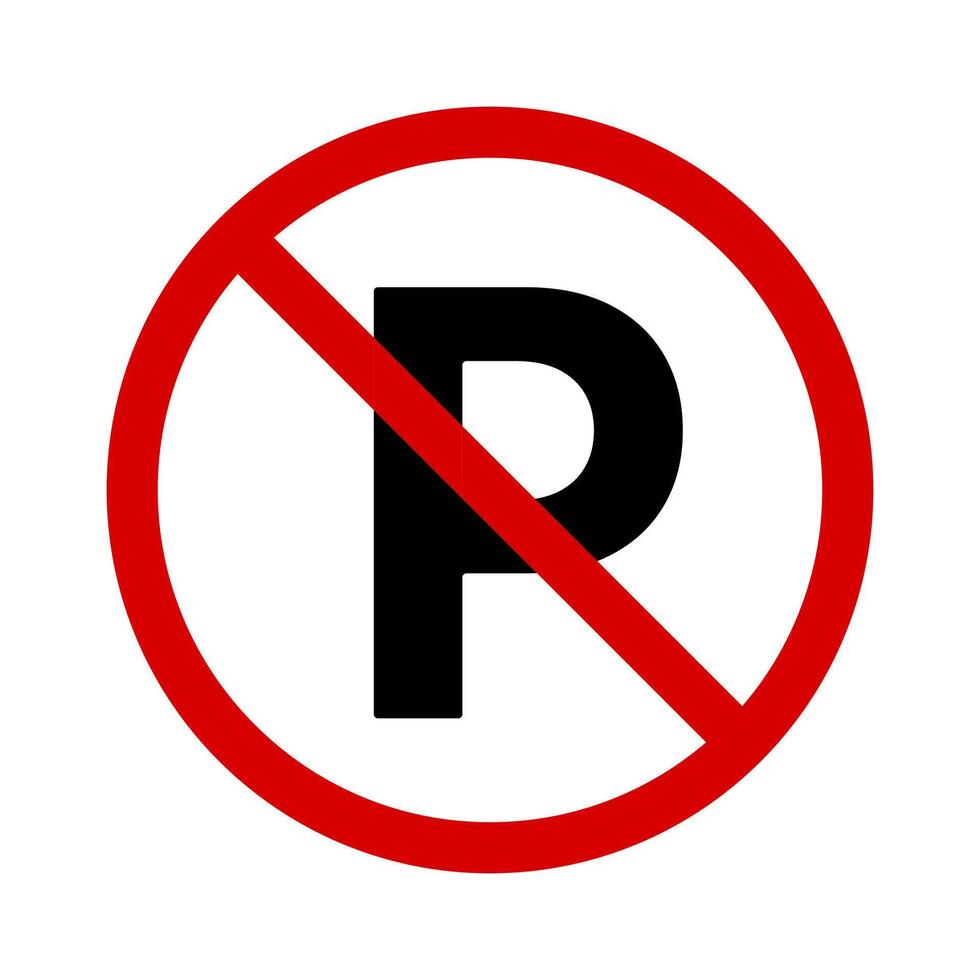 Isolated No Parking Sign design, Traffic Pictogram for Map, Road sign clip art, Banner, Business use, Transportation graphic elements. vector