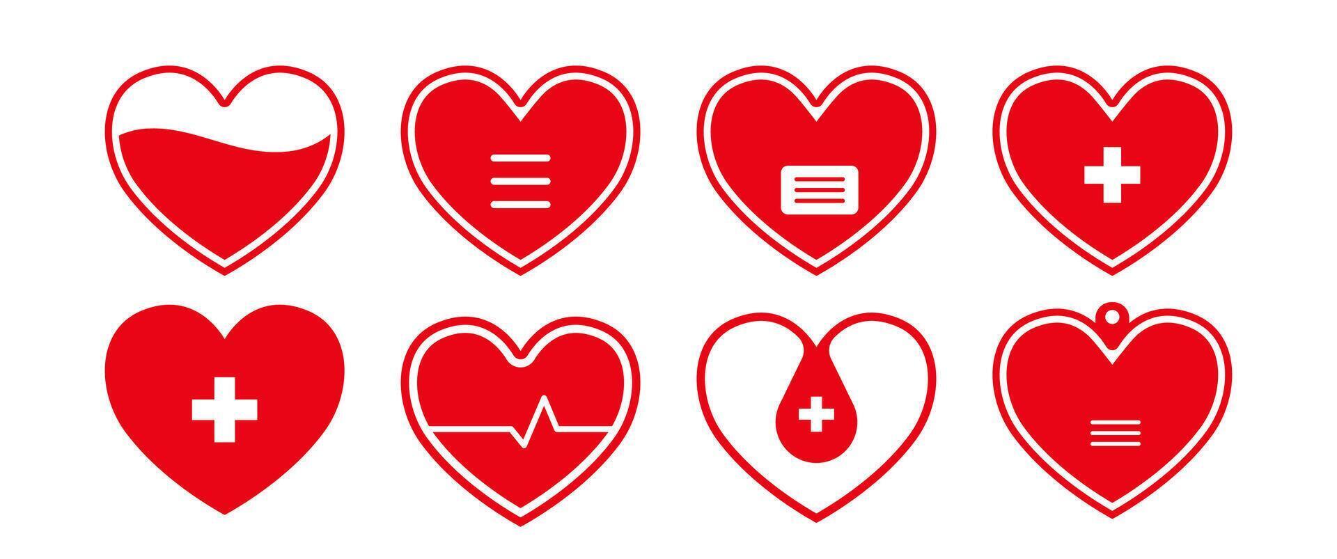 Isolated Red Blood Donation icon set, Cute Volunteer, Charity graphic elements illustration, Medical and Health care infographic in Minimal style. Editable vector