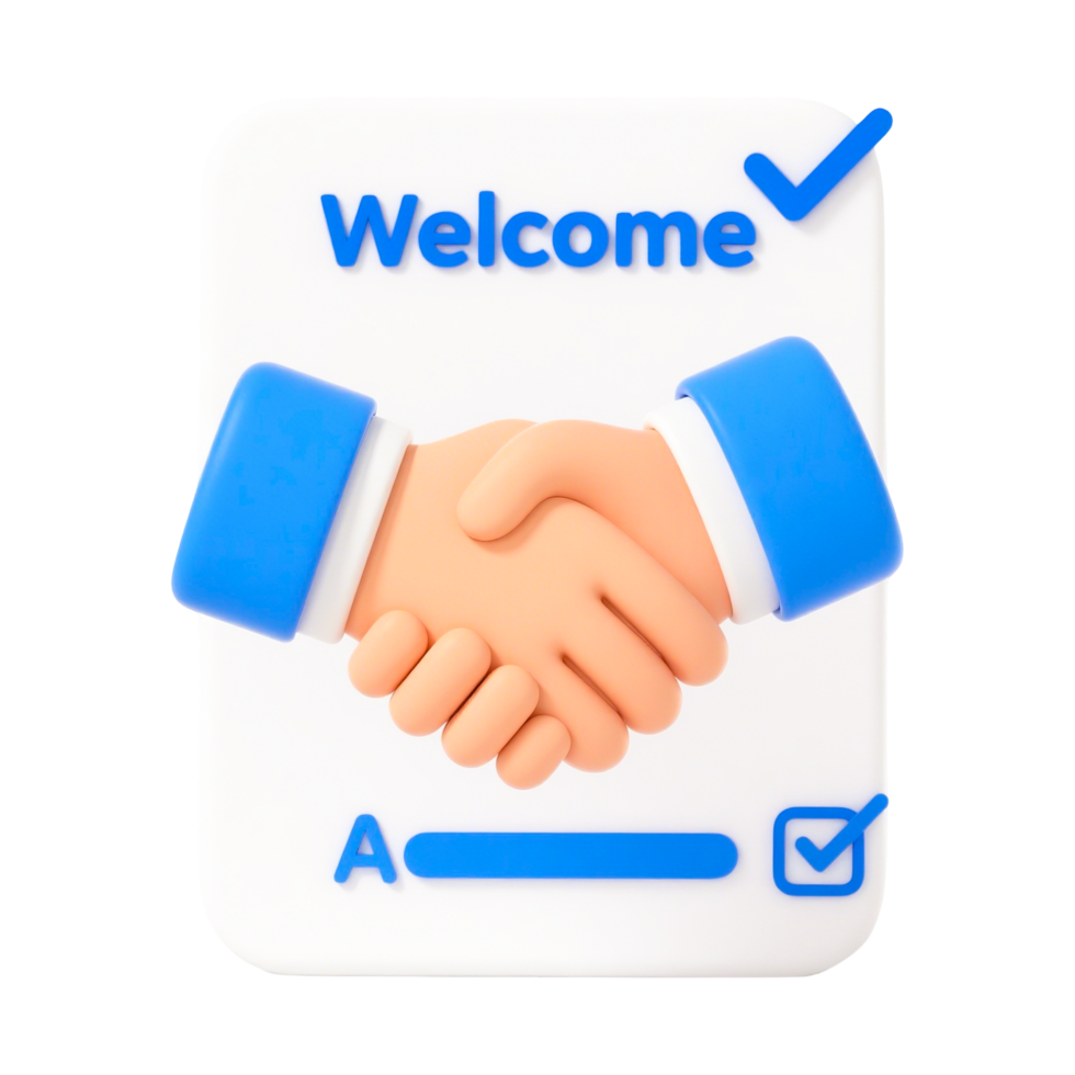 Welcome Handshake A 3D Cartoon Illustration png
