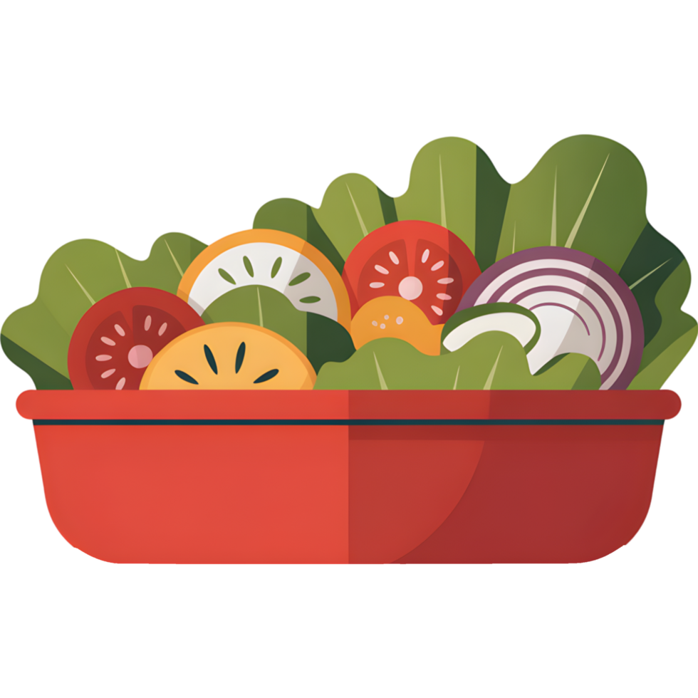 Fresh Salad in a Red Bowl png