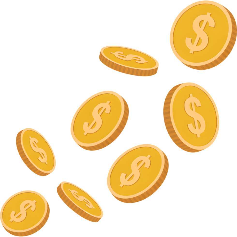 Golden Coins Falling Animation with Dollar Sign png