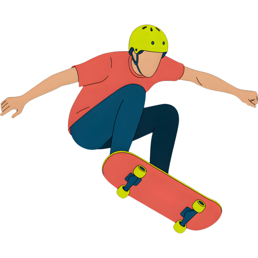 Skateboarder in Action Mid Air Trick png
