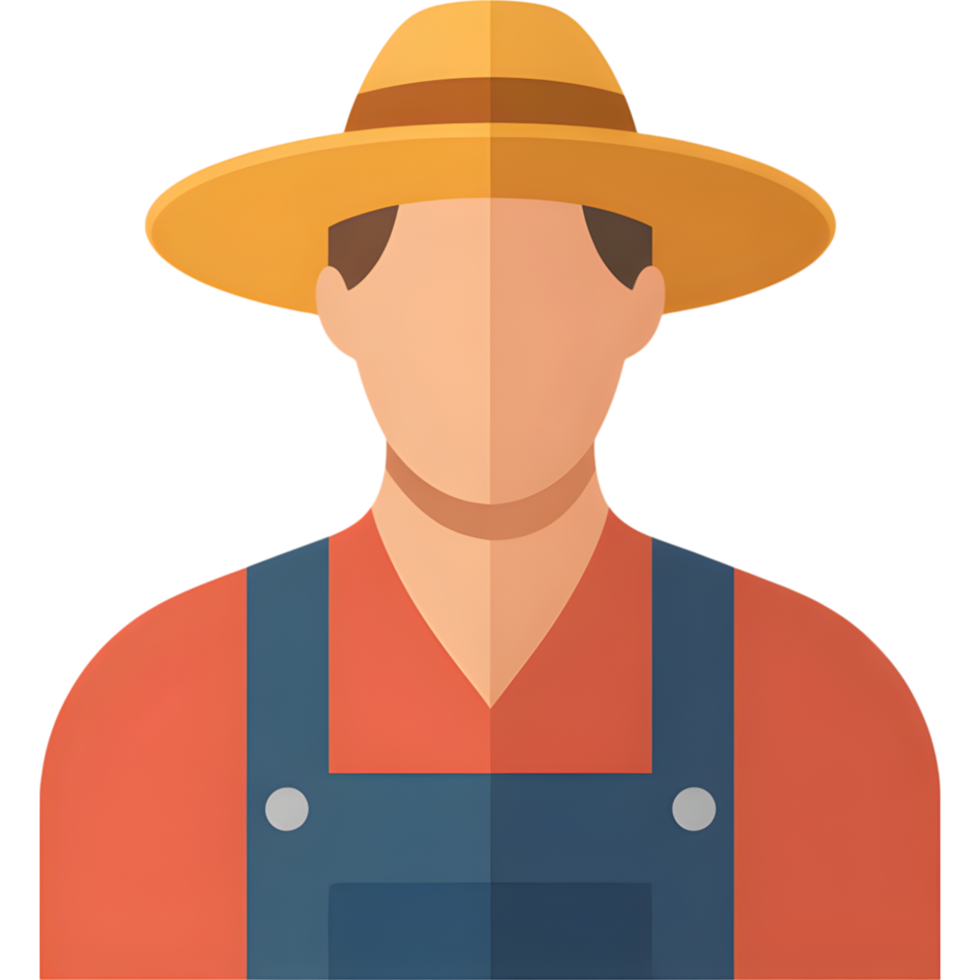 Farmer in Overalls and Hat Upper Body png