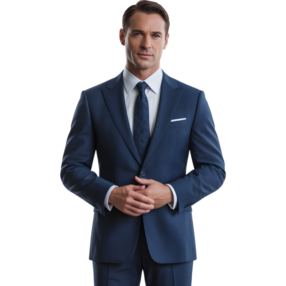 Businessman in a formal navy blue suit png