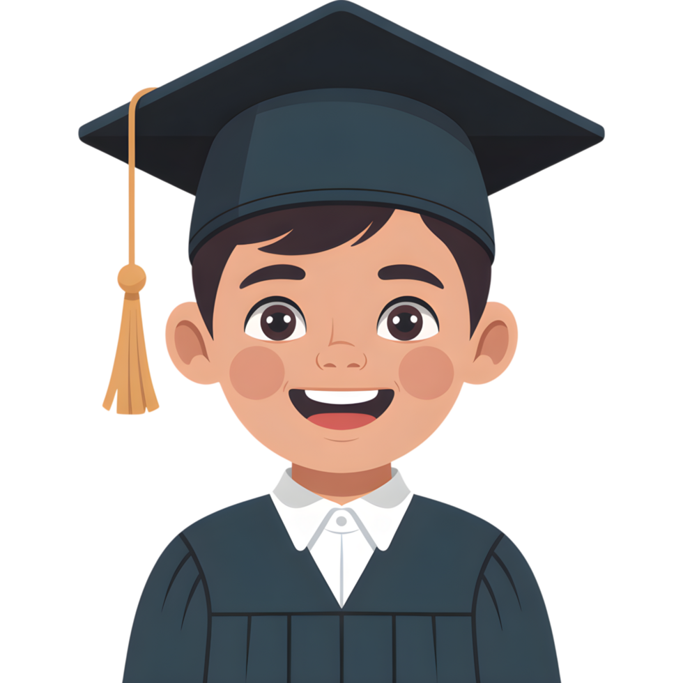 Young Boy in Graduation Cap and Gown png