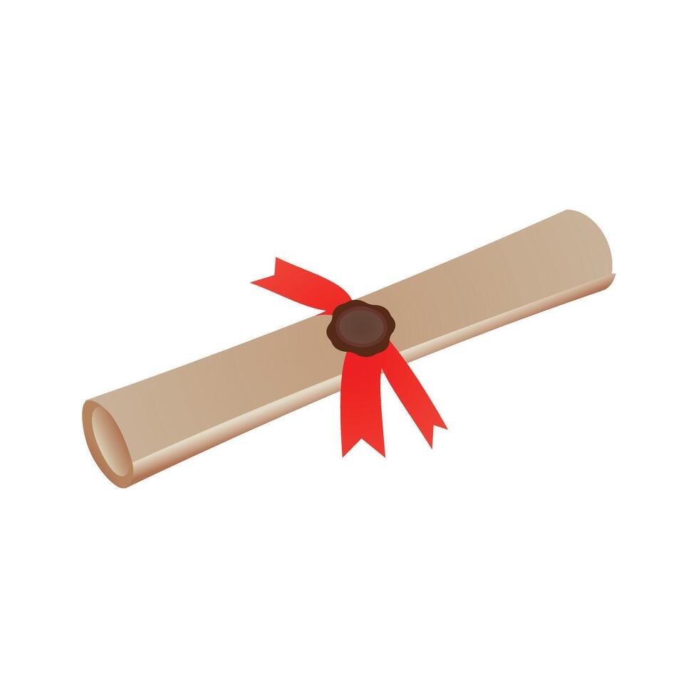 Diploma Scroll with Red Ribbon and Seal Representing Education Achievement vector