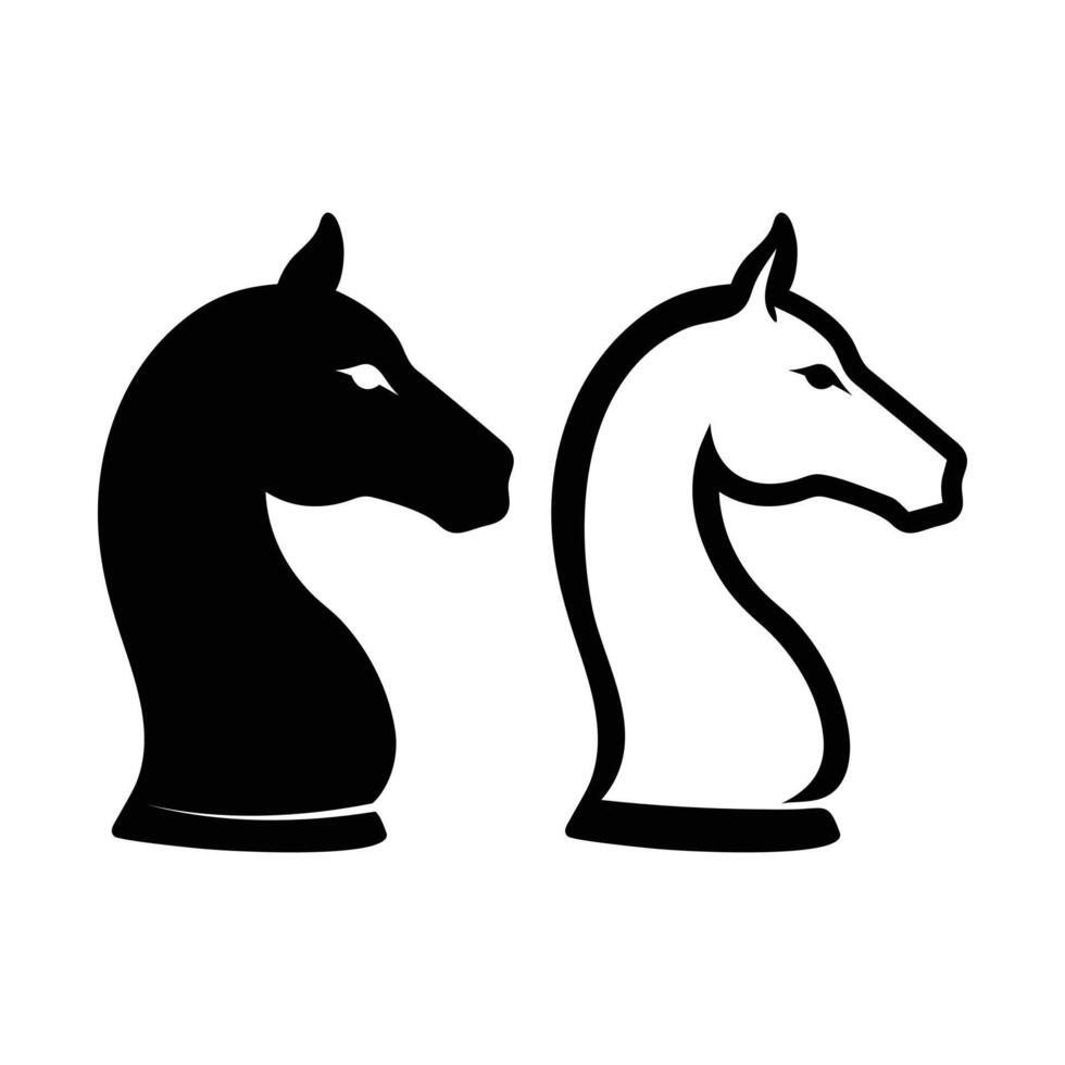 two black and white horse heads on a white background vector