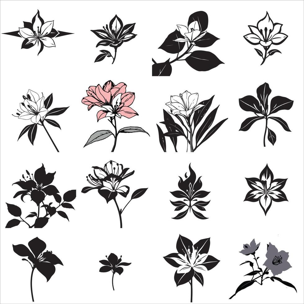 Flowers and leaves vector