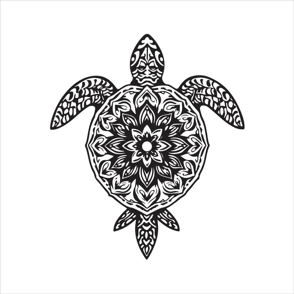 A turtle with a mandala design on it vector