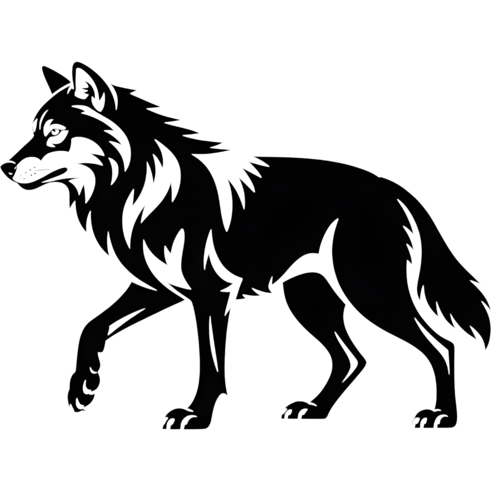 Silhouette of a walking wolf png