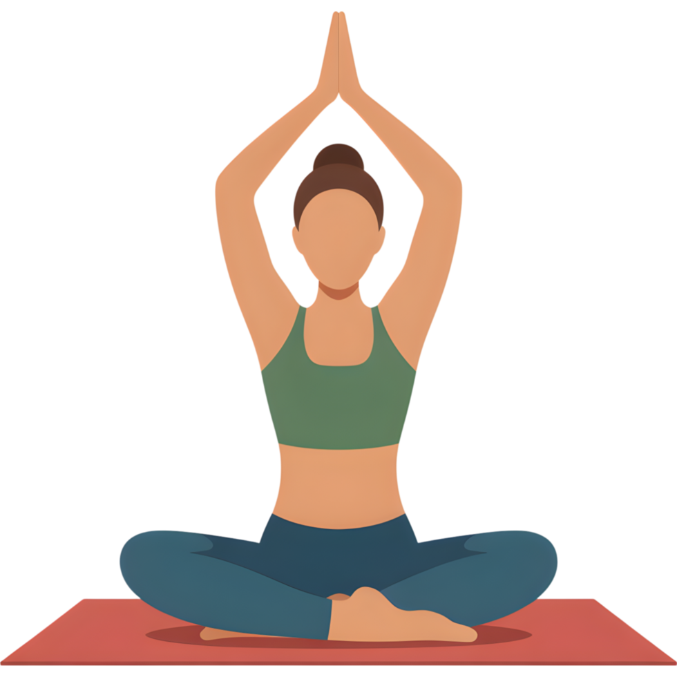 Woman in Yoga Pose on Exercise Mat png