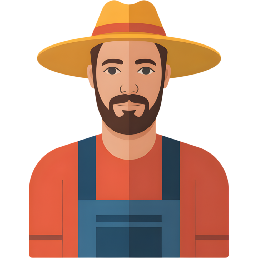 Farmer Portrait with Hat and Overalls png