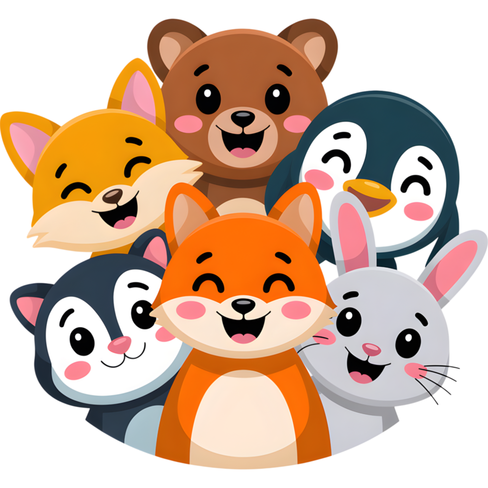 Group of Adorable Forest Animals Together png