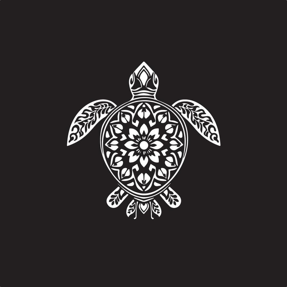 A turtle with a floral pattern on it vector