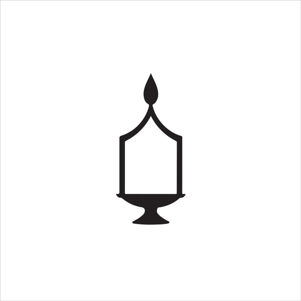 A black and white icon of a candle on a table vector