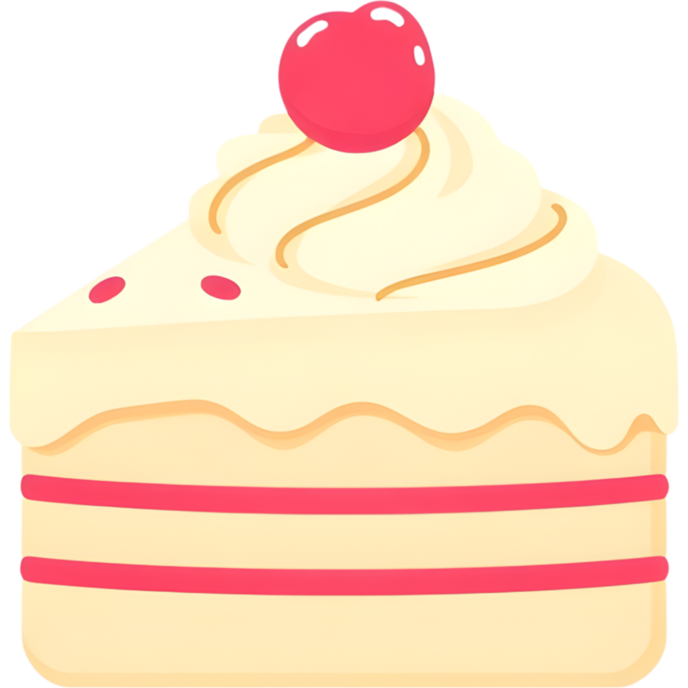 Cake Slice with Cherry Topping Illustration png