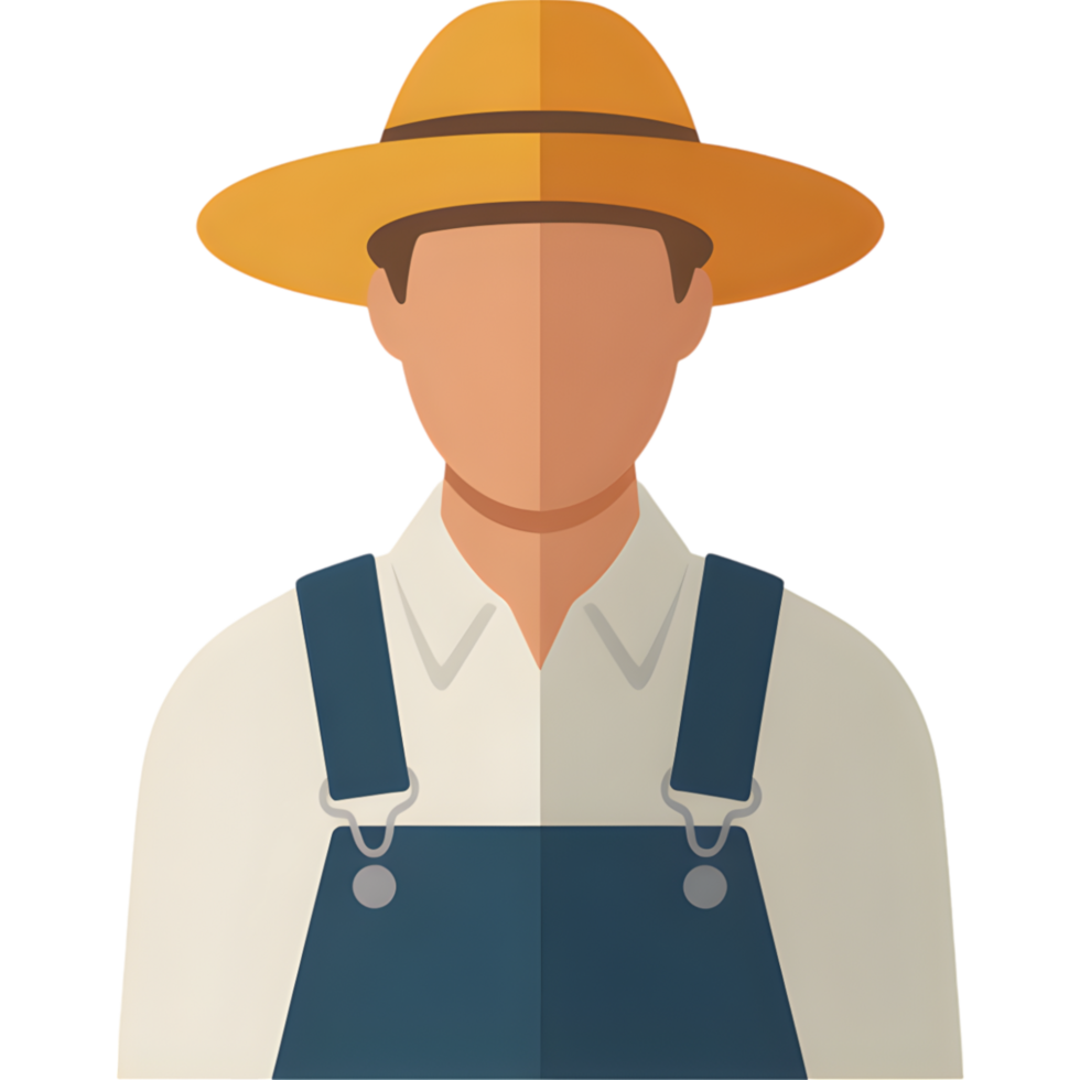 Farmer with Hat and Overalls Simple Design png