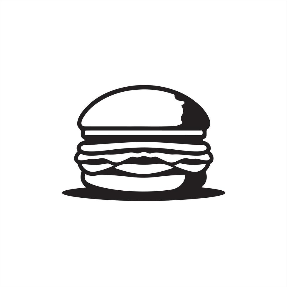 A black and white burger icon on a white background vector